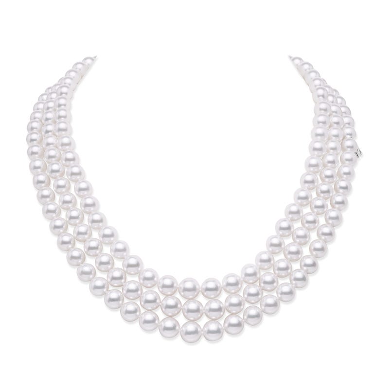 Everyday Essentials 18 inch Zhuji Cultured Pearl Graduated Triple Strand In White