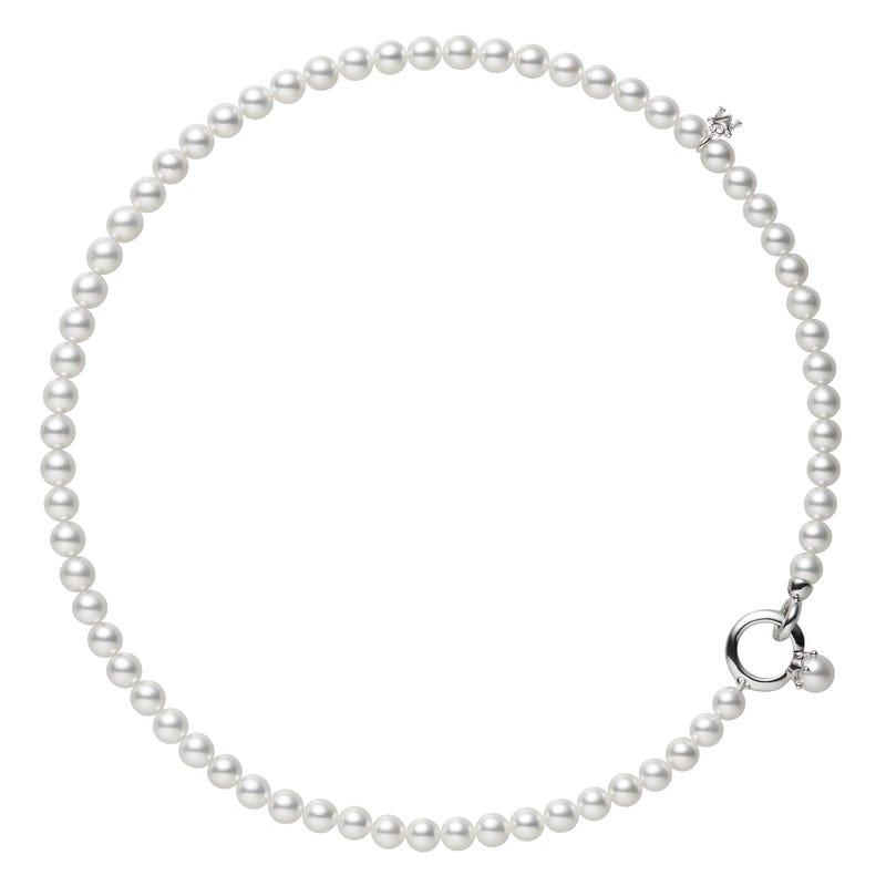 Fanuly Cultured Pearl Necklace with Rhodium Plated Silver Clasp