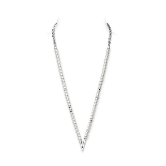 V Code Zhuji Cultured Pearl Necklace in Silver