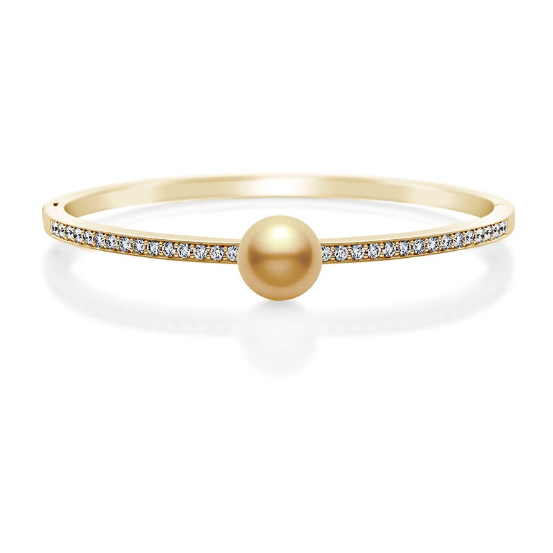 Golden South Sea Cultured Pearl and Diamond Bracelet in Yellow