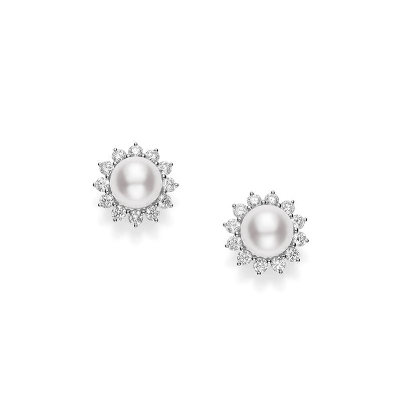 Classic Elegance Zhuji Cultured Pearl Earrings with Diamonds