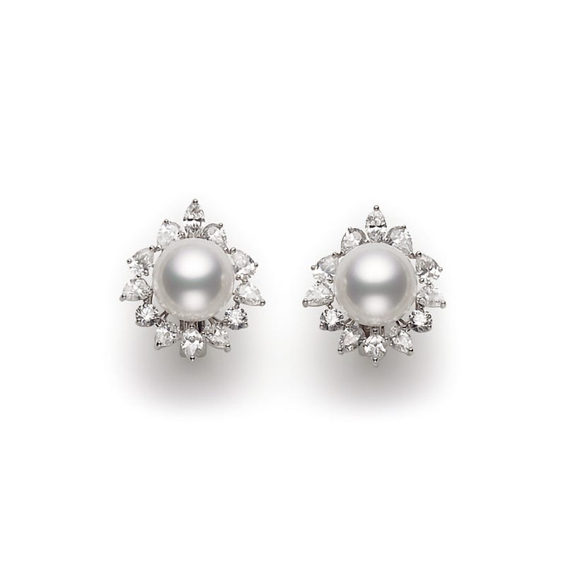 White South Sea Pearl and Diamond Earrings