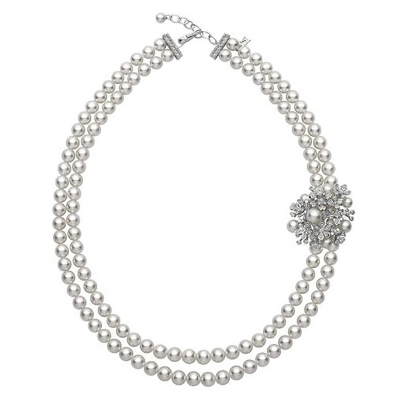Fanuly Bloom Akoya Cultured Pearl and Diamond Necklace