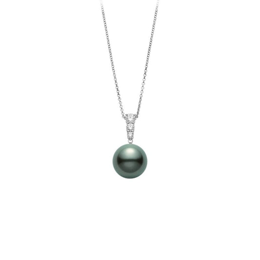 Morning Dew Black South Sea Cultured Pearl Pendant In Silver