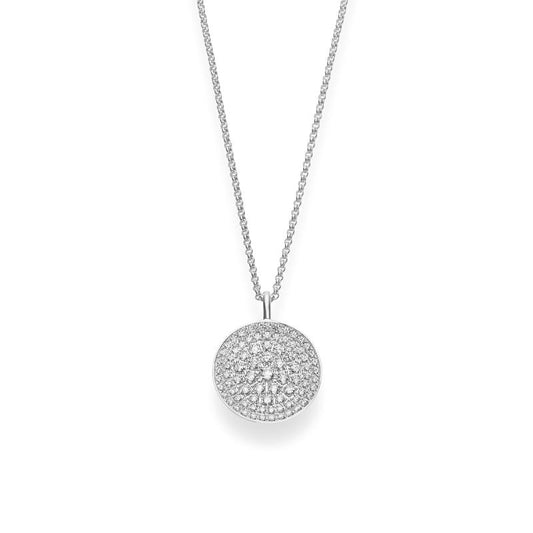 Diamond Pavé Circle Pendant in Silver