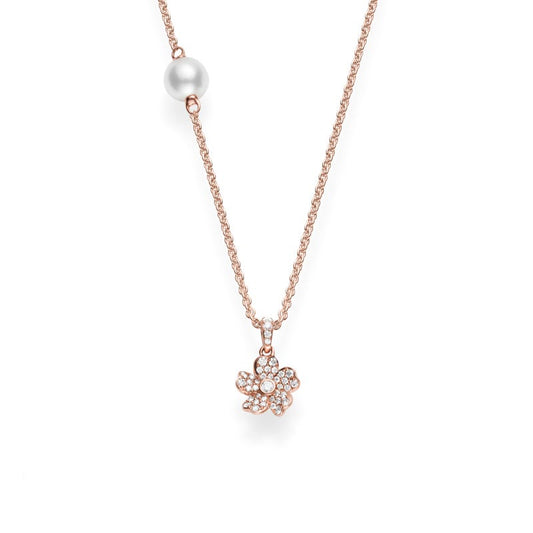 Zhuji Cultured Pearl and Diamond Cherry Blossom Pendant In Pink