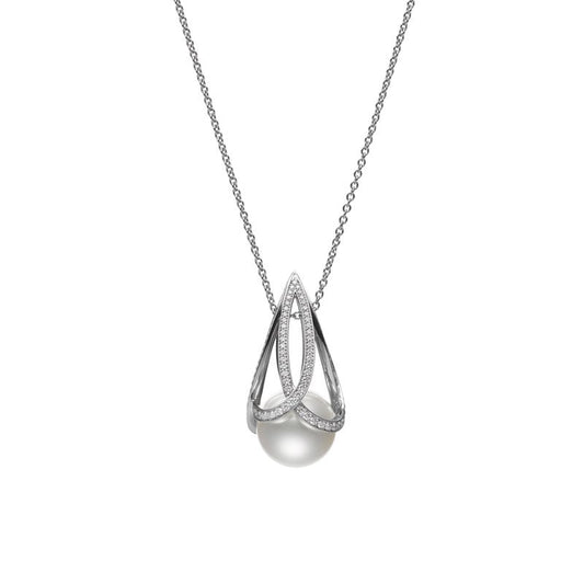 M Collection Diamond White South Sea Cultured Pearl Pendant