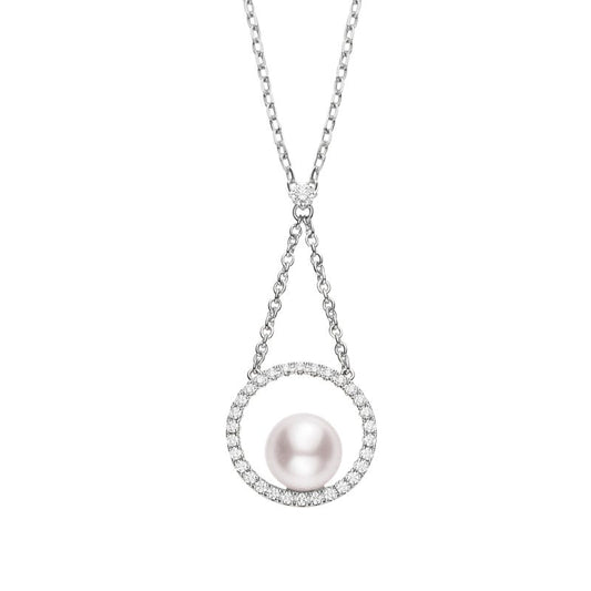 Circle Collection Zhuji Cultured Pearl Pendant with Diamonds