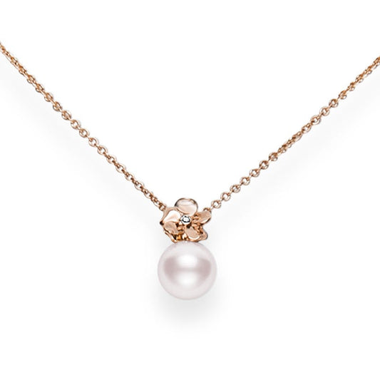 Cherry Blossom Collection Zhuji Cultured Single Pearl Pendant In Pink