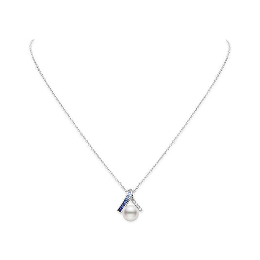 Ocean Collection Zhuji Cultured Pearl and Sapphire Pendant