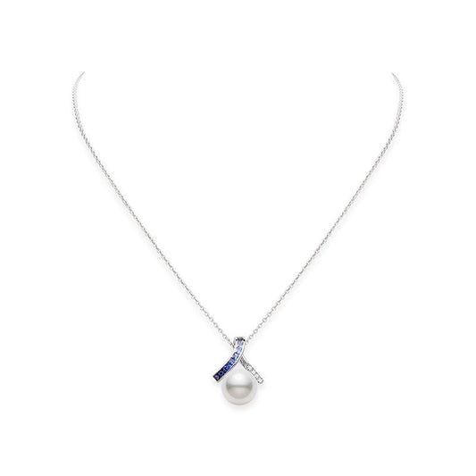 Ocean Collection White South Sea Cultured Pearl and Sapphire Pendant