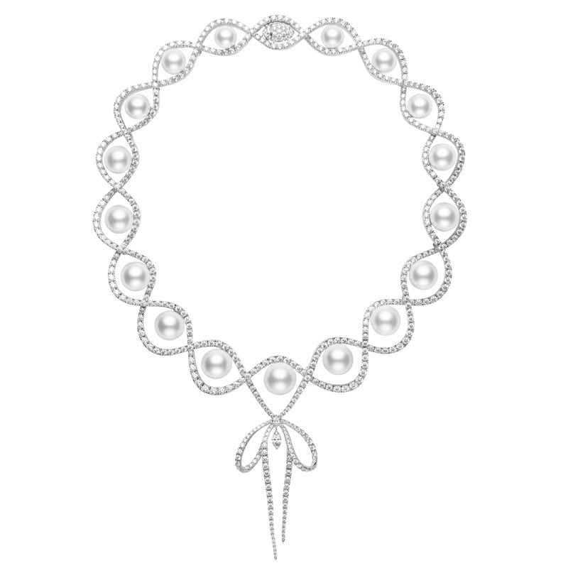 Fanuly White South Sea Cultured Pearl and Diamond Necklace