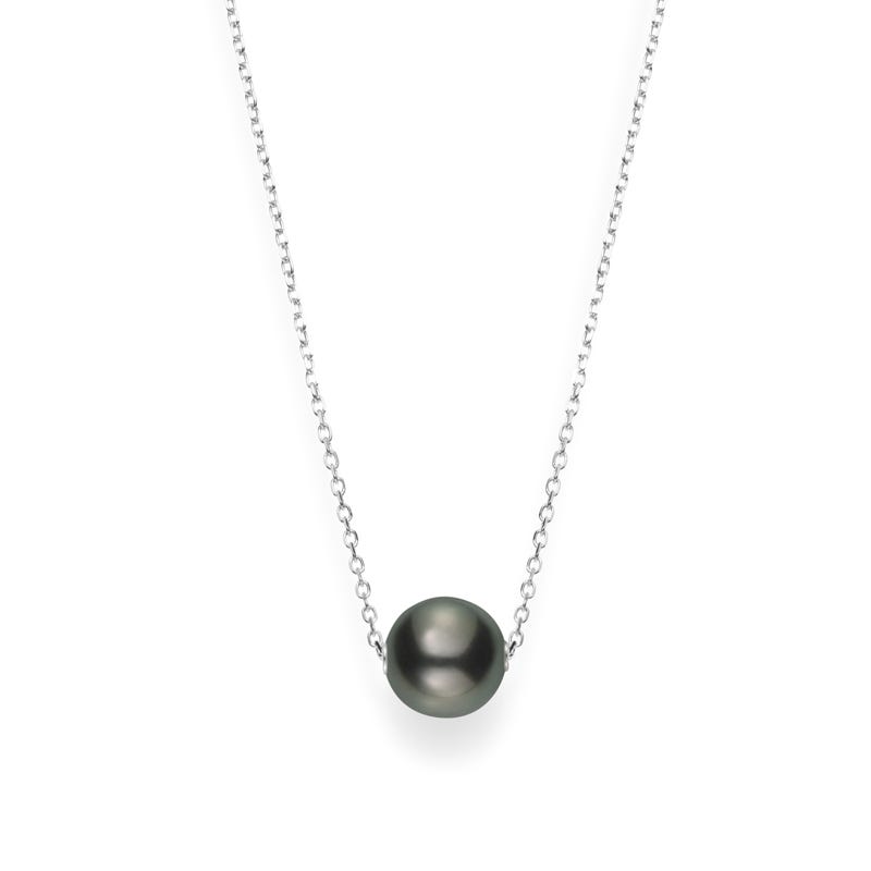 Black South Sea Cultured Single Pearl Pendant in White