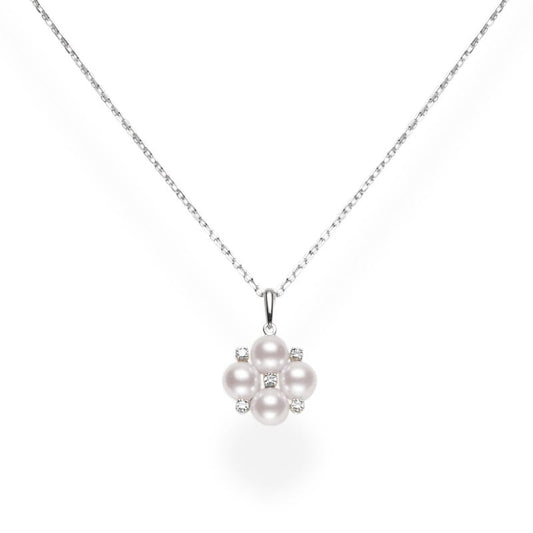 Zhuji Cultured Pearl and Diamond Bubble Pendant in Silver