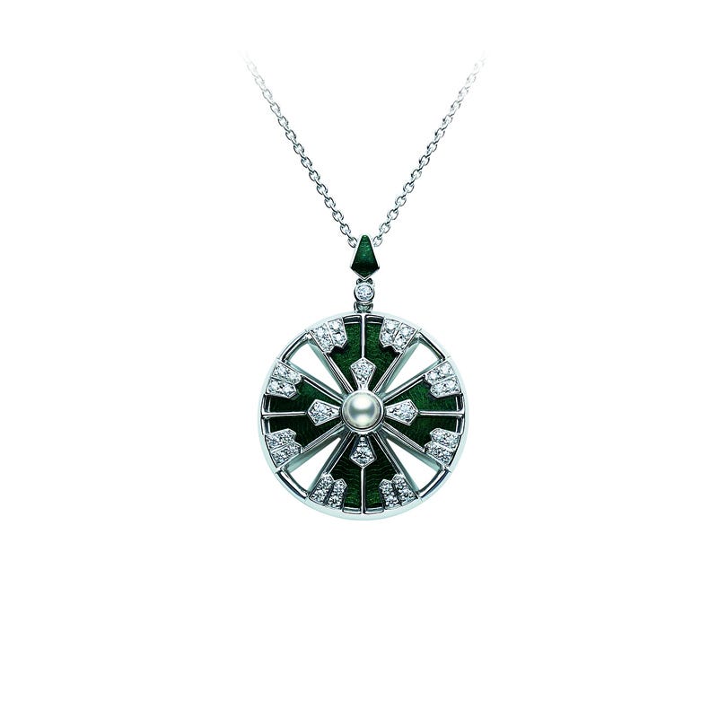 Yaguruma Pendant with Black Enamel