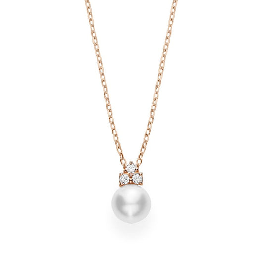 Zhuji Cultured Pearl Pendant With Diamonds In Pink
