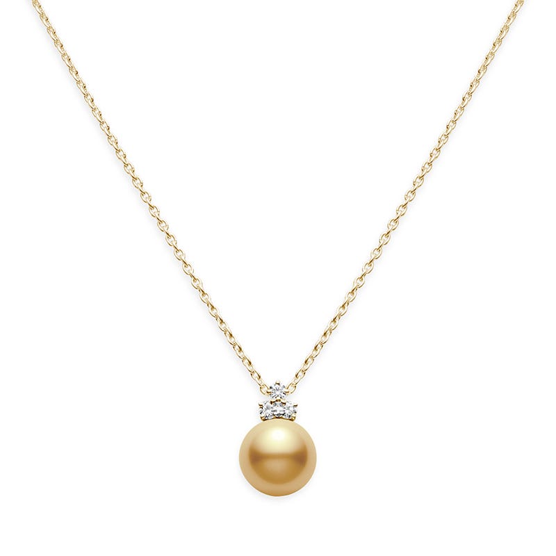 Classic Golden South Sea Cultured Pearl Pendant in Yellow with Diamond