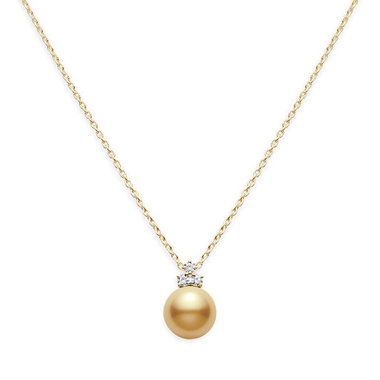 Classic Golden South Sea Cultured Pearl Pendant in Yellow with Diamond