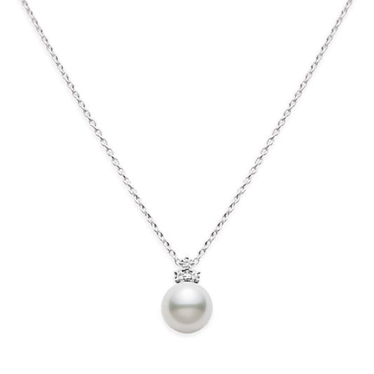 Classic White South Sea Cultured Pearl Pendant In White with Diamond