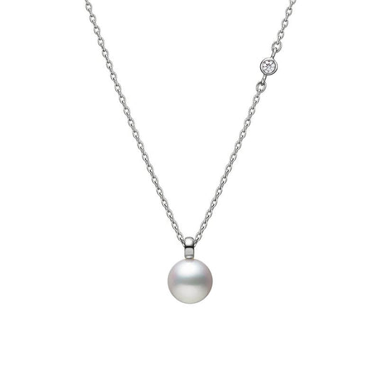 Zhuji Cultured Pearl and Diamond Pendant In White