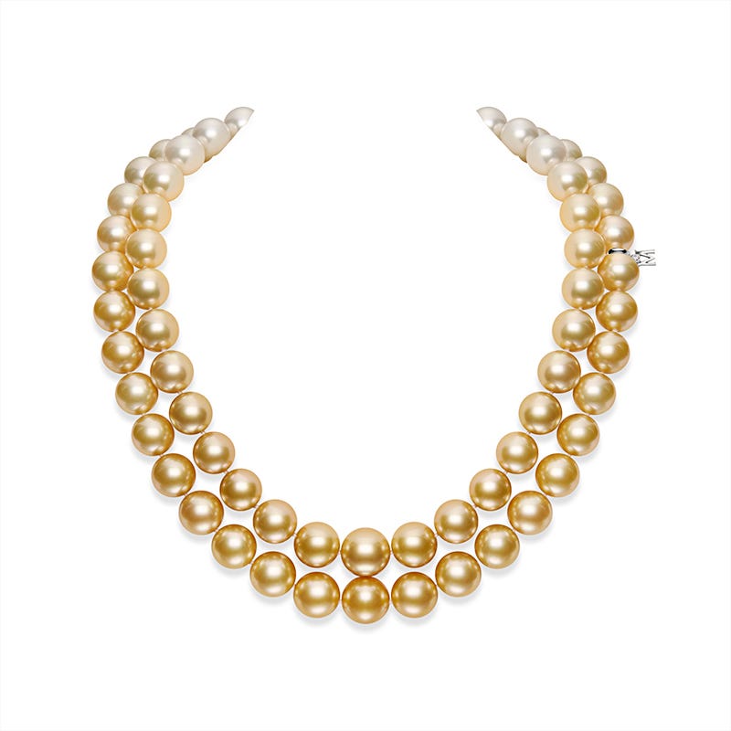 Golden South Sea Cultured Pearl Double Strand Necklace
