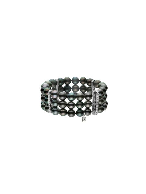 Three-Row Black South Sea Cultured Pearl Bracelet