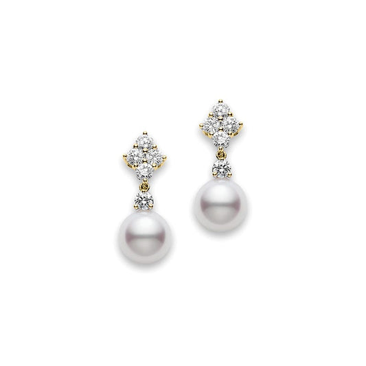 Classic Zhuji Pearl Earrings in Yellow with Diamonds