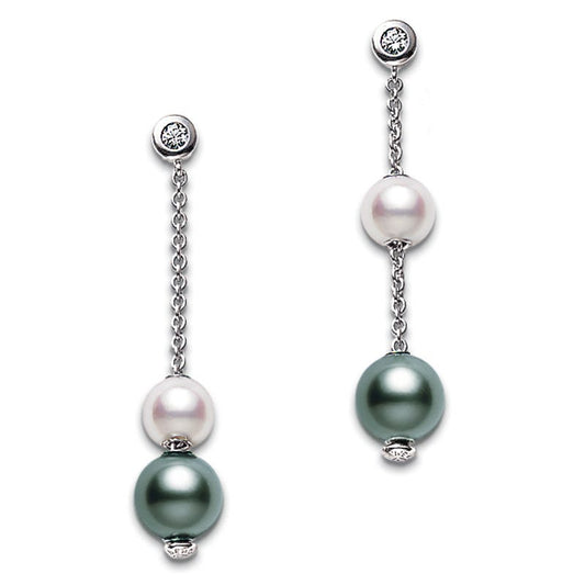 Pearls in Motion Black South Sea and Zhuji Cultured Pearl Earrings in Silver