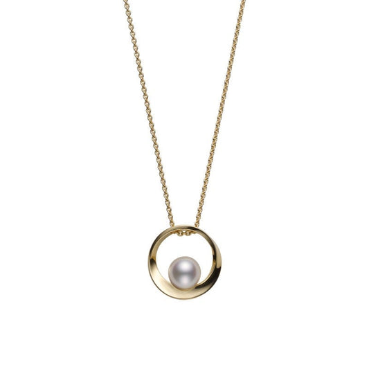 Zhuji Cultured Pearl Circle Pendant in Yellow