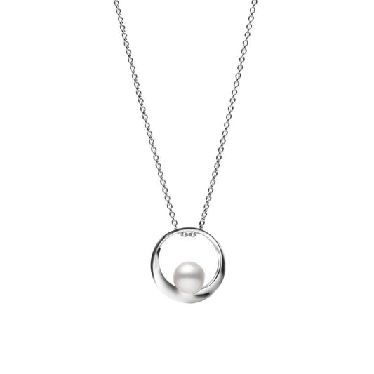 Zhuji Cultured Pearl Circle Pendant in Silver