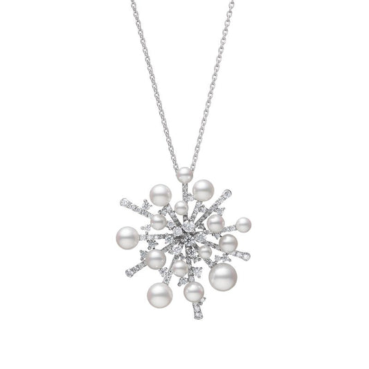 Splash Collection Zhuji Cultured Pearl and Diamond Pendant In Silver
