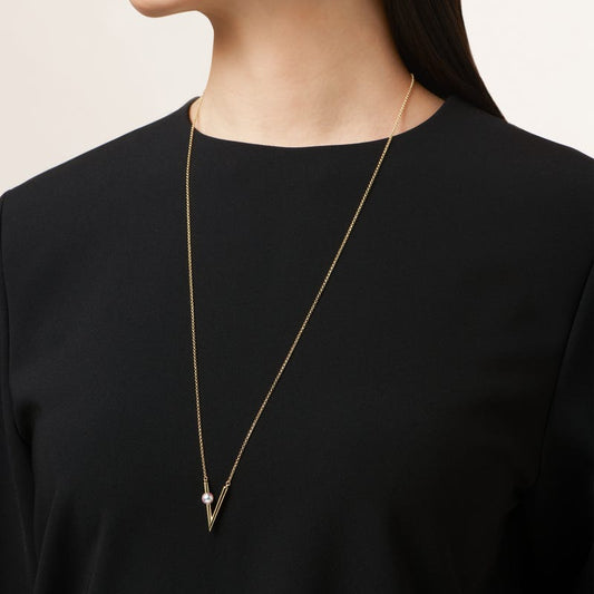 V Code Zhuji Cultured Pearl Pendant in Yellow