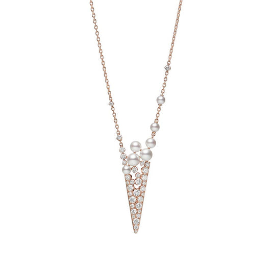 V Code Zhuji Cultured Pearl and Diamond Pendant in Pink