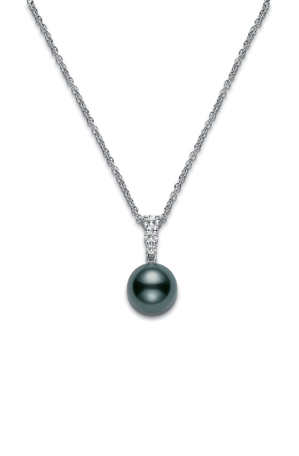 Morning Dew Black South Sea Cultured Pearl Pendant In White