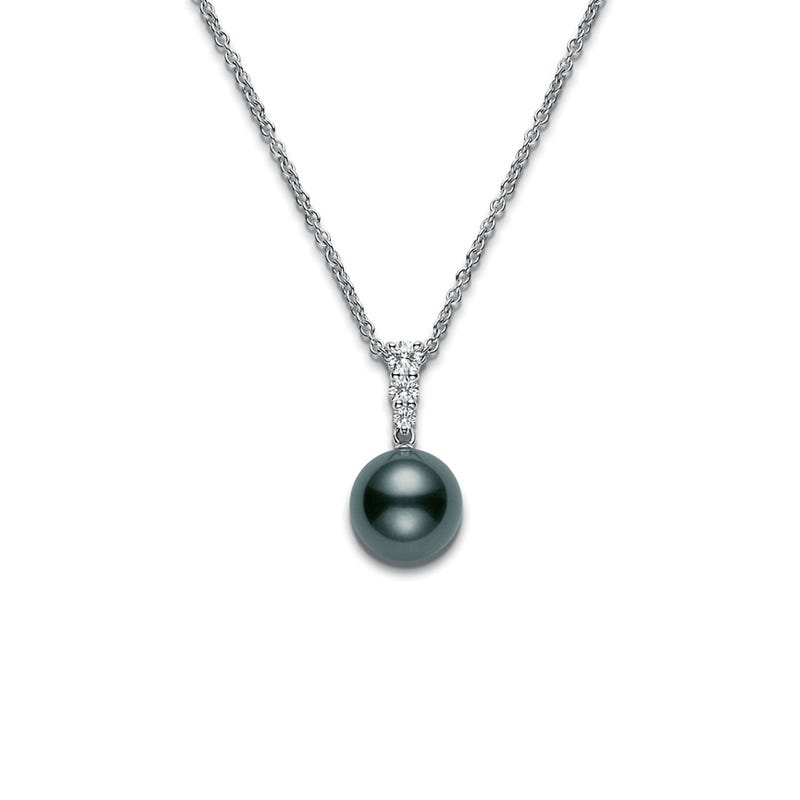 Morning Dew Black South Sea Cultured Pearl Pendant In White