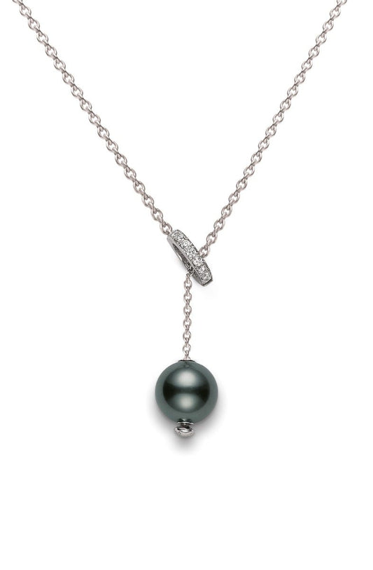 Pearls in Motion Black South Sea Cultured Pearl Pendant with Diamonds in Silver