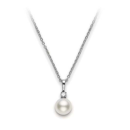 White South Sea Cultured Pearl and Diamond Pendant In Silver