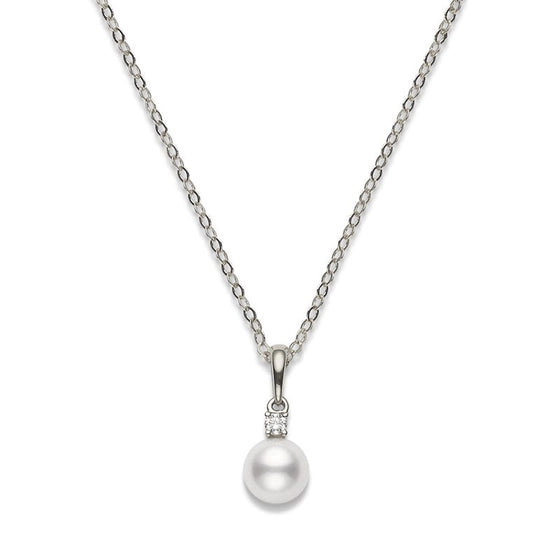 Zhuji Cultured Pearl and Diamond Pendant In Silver