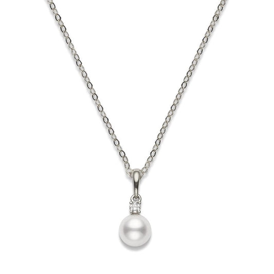 Zhuji Cultured Pearl and Diamond Pendant In Silver