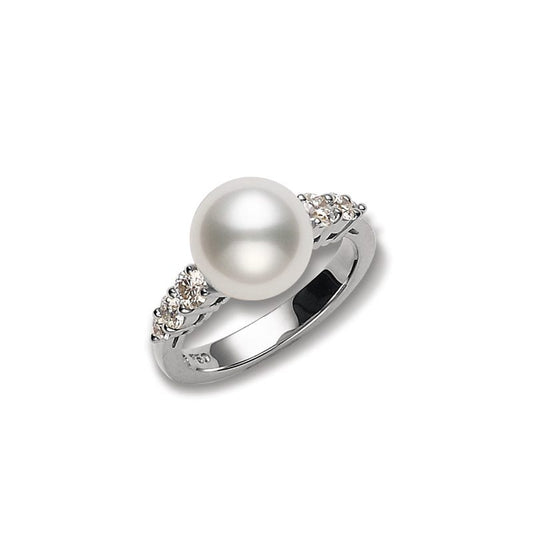 Morning Dew White South Sea Cultured Pearl Ring in Silver