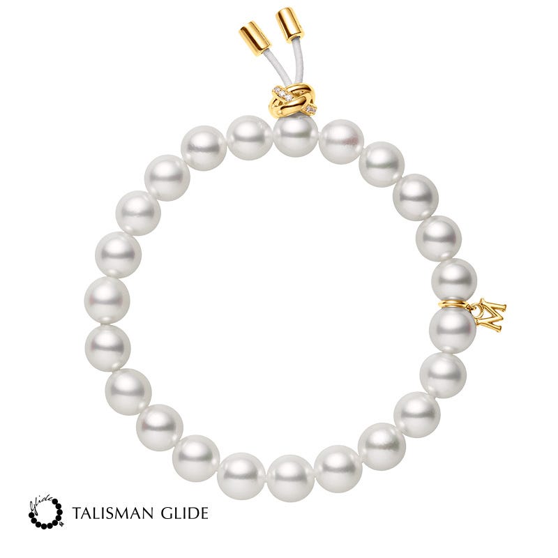 Zhuji Cultured Pearl Bracelet with Diamonds in Yellow