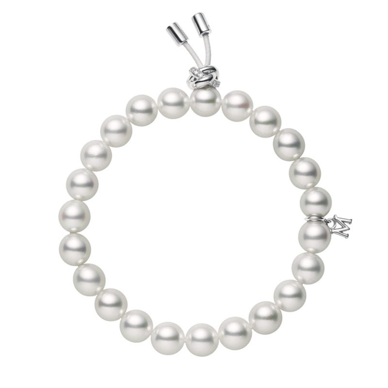 Zhuji Cultured Pearl Bracelet with Diamonds in Silver