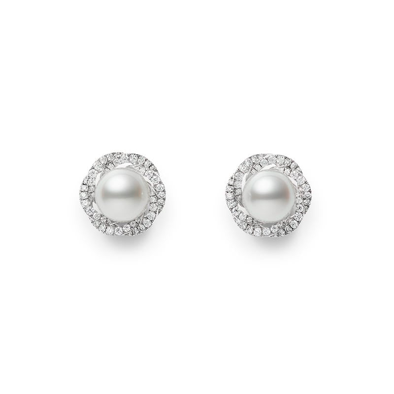 White South Sea Cultured Pearl and Diamond Circle Earring