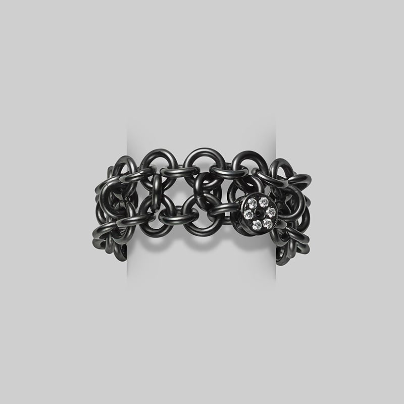 Passionoir Diamond and Black Rhodium Plated Chain Ring