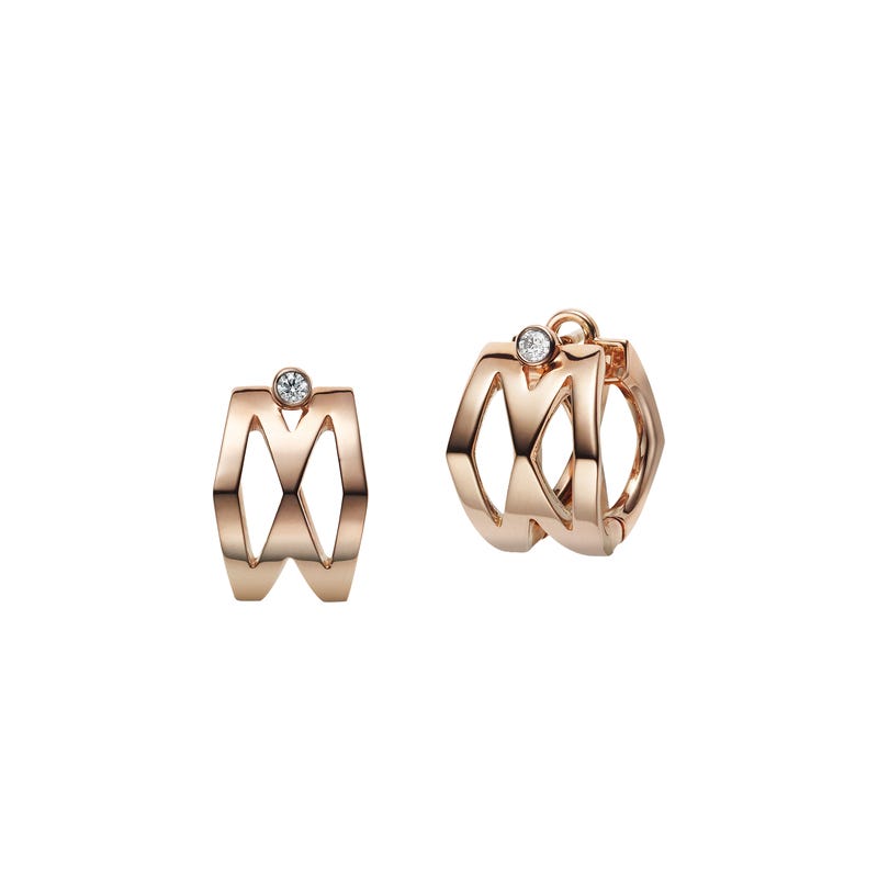 M Signature Diamond Earrings in Pink