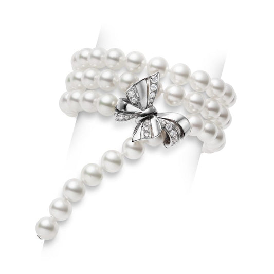 Fanuly Cultured Pearl and Diamond Convertible Bracelet and Necklace in White