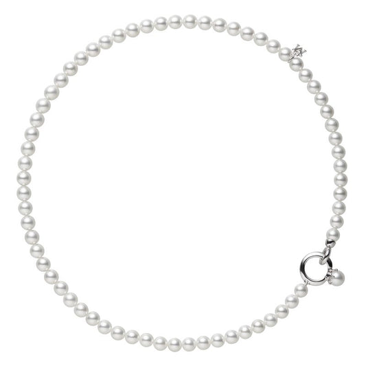 Fanuly Cultured Pearl Necklace with Rhodium Plated Silver Clasp