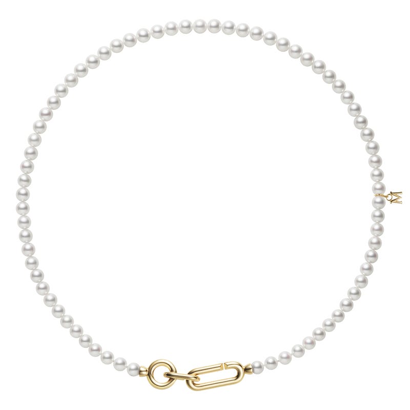 M Code Fanuly Cultured Pearl Necklace with Yellow Clasp
