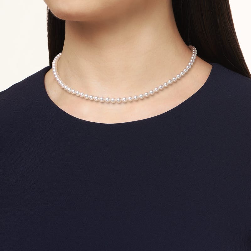 M Code Fanuly Cultured Pearl Necklace with Yellow Clasp
