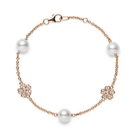 Cherry Blossom Zhuji Cultured Pearl and Diamond Bracelet in Pink